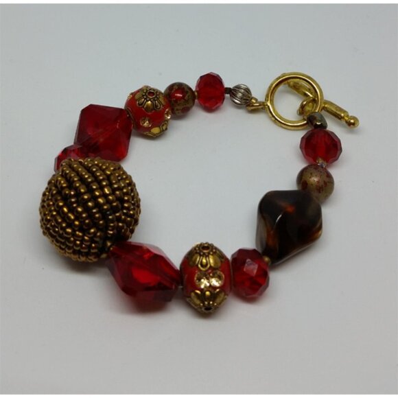 fun statement ruby red toggle clap bracelet large wrist - Picture 1 of 3